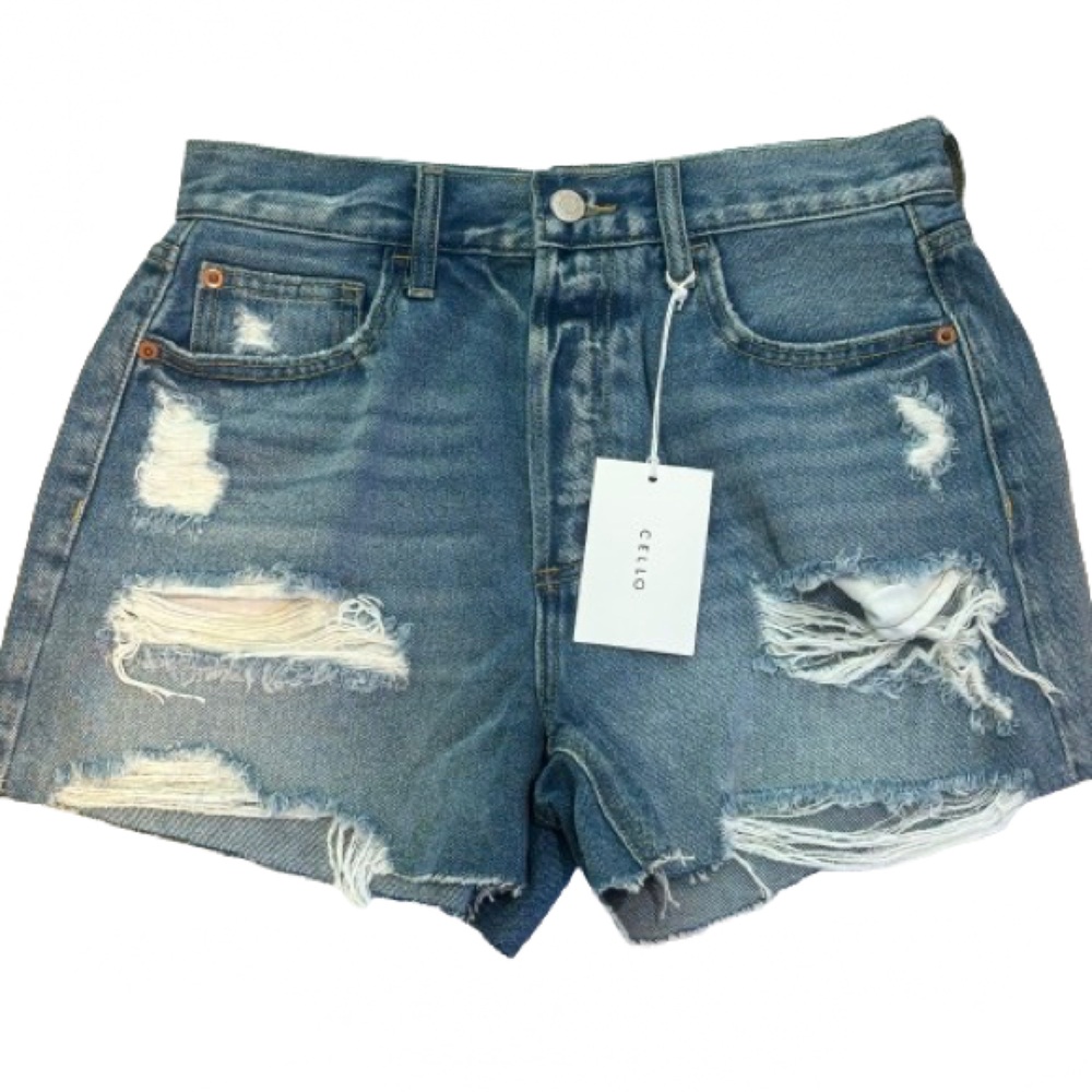 NWT Cello Distressed 5 Pocket Button Fly Denim Shorts Size M